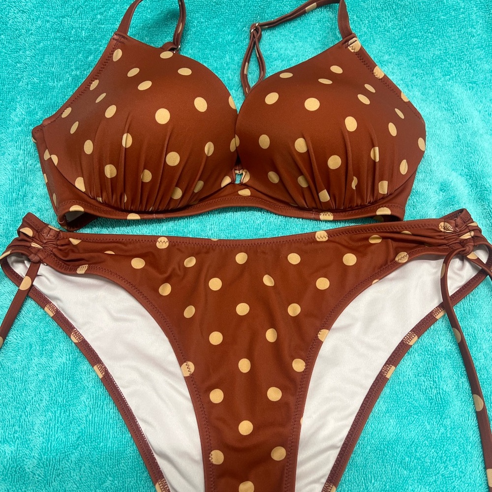 Shade & Shore Brown Polka Dot Bikini